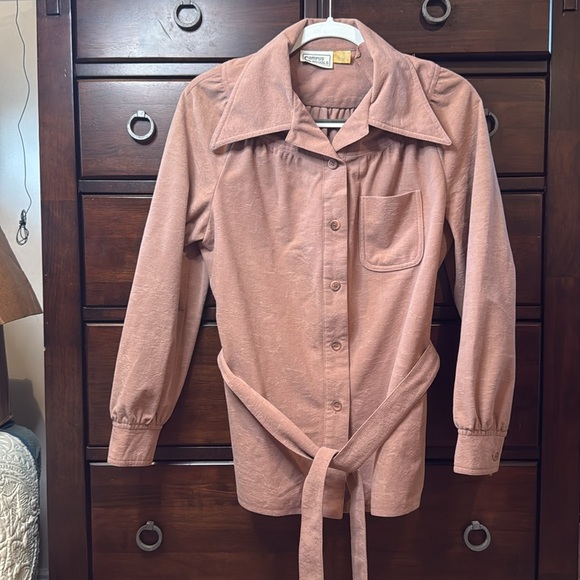 Campus Casual Vintage Pink Button-Up Blouse size S - Picture 11 of 11